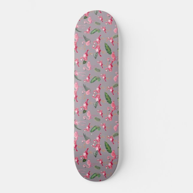 Flamingos Love Pattern 6 Skateboard (Front)