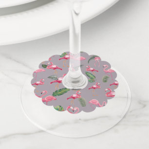 Flamingos Love Pattern 6 Wine Glass Tag