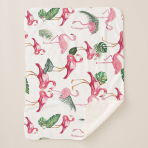 Flamingos Love Pattern Sherpa Blanket
