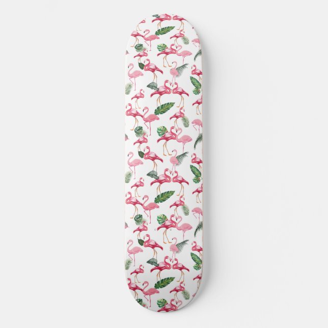Flamingos Love Pattern Skateboard (Front)