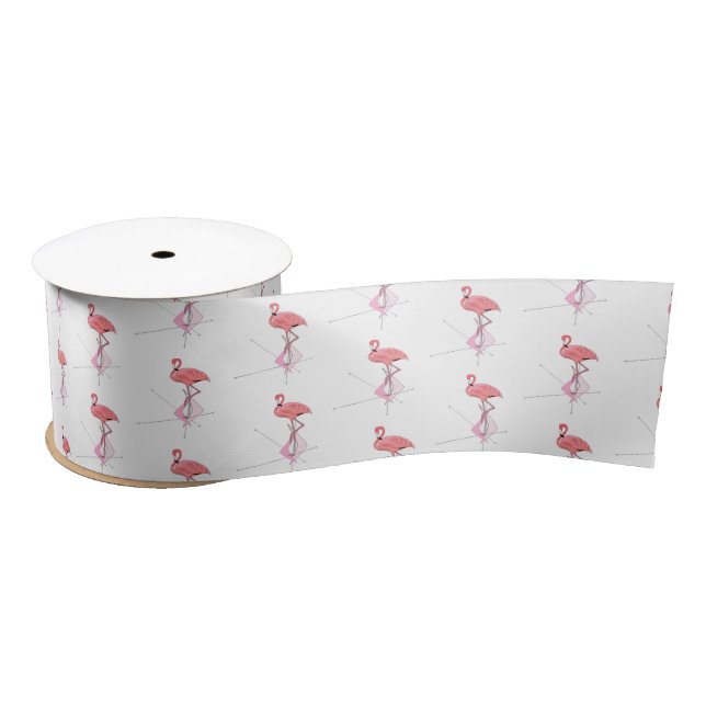 Flamingos Midcentury Modern Atomic Retro Starburst Satin Ribbon (Spool)