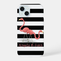 Flamingos Mignons, Rayures Noires et Blanches Pers