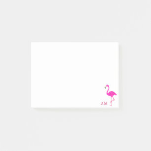 Flamingos & Monogram on White Post-it Notes