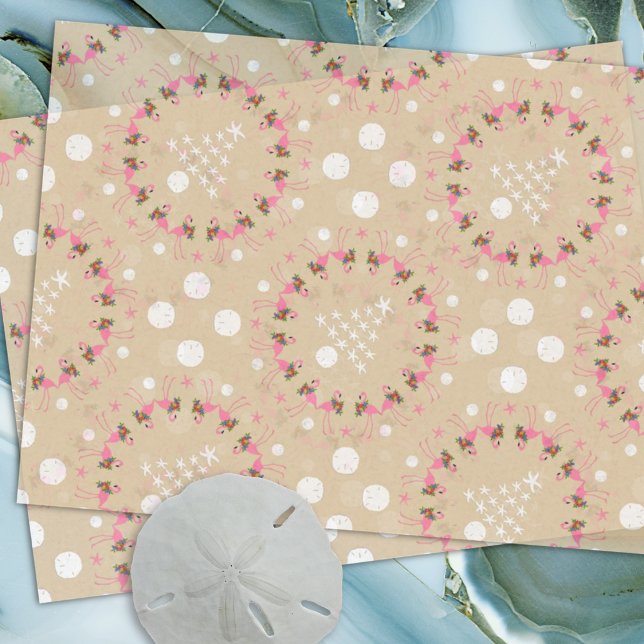 Flamingos n Seashells Beach Christmas Tissue Paper (Creator Uploaded)