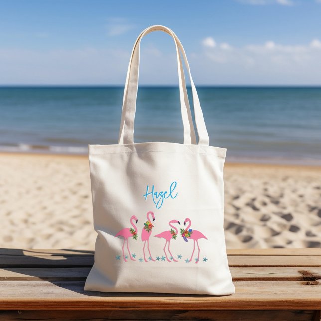 Flamingos Name Template Bridesmaid Gift Tote Bag (Creator Uploaded)