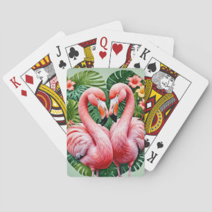 flamingos necks pink heart Classic Playing Cards