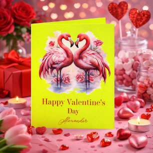 Flamingos Neon Colour Valentine's Day Card