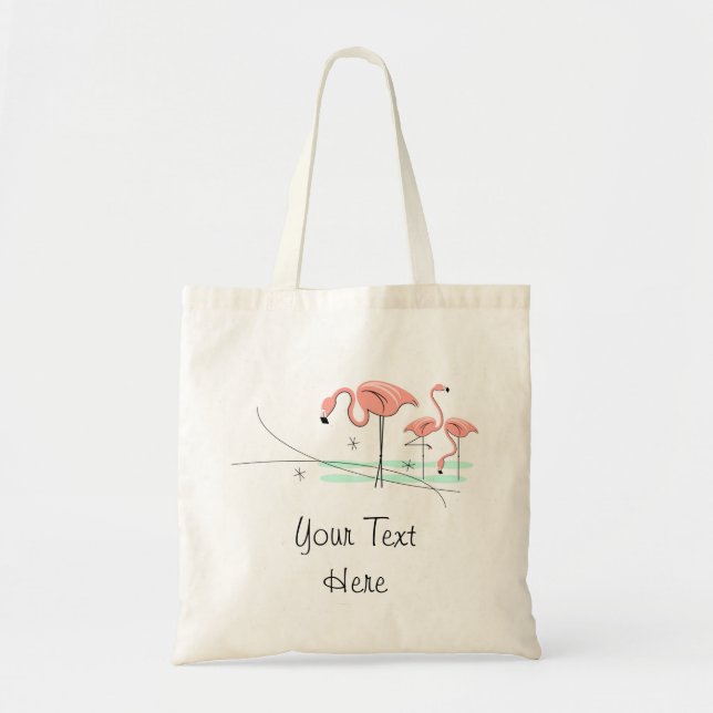 Flamingos Ocean Trio 3 'Text' tote bag (Front)