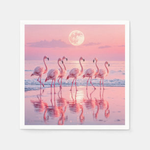 Flamingos On a Pink Beach Napkin