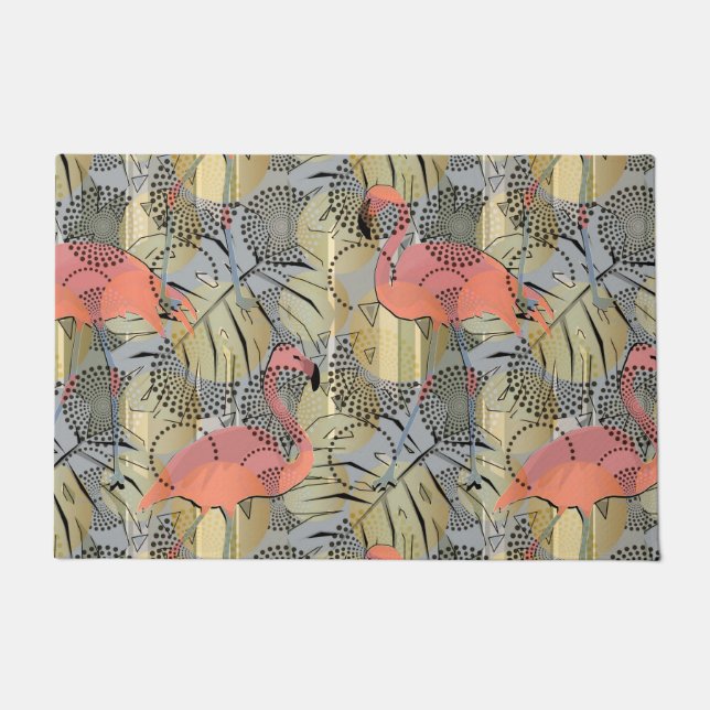 Flamingos on an abstract background. doormat (Front)