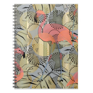 Flamingos on an abstract background.  notebook