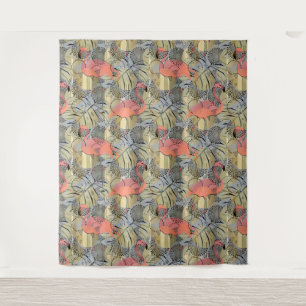 Flamingos on an abstract background. tapestry