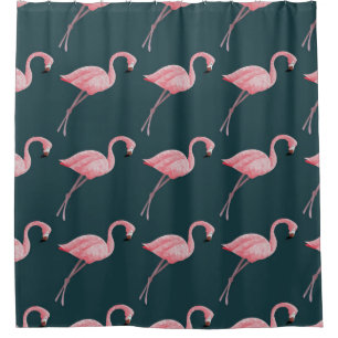 Flamingos on blue, vintage seamless pattern.
