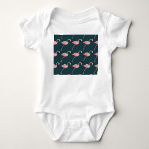 Flamingos on blue, vintage seamless pattern. baby bodysuit