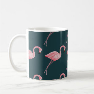 Flamingos on blue, vintage seamless pattern. coffee mug