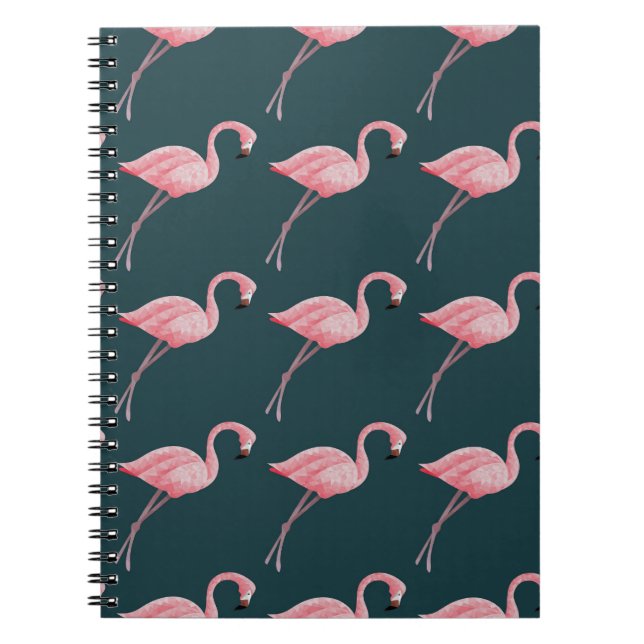 Flamingos on blue, vintage seamless pattern. notebook (Front)