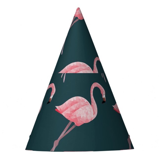 Flamingos on blue, vintage seamless pattern. party hat (Front)
