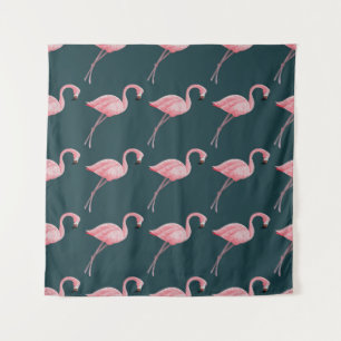Flamingos on blue, vintage seamless pattern. tapestry