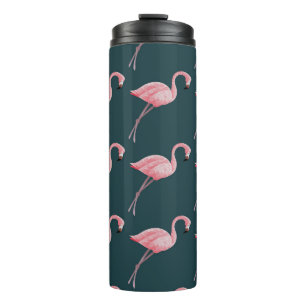 Flamingos on blue, vintage seamless pattern. thermal tumbler