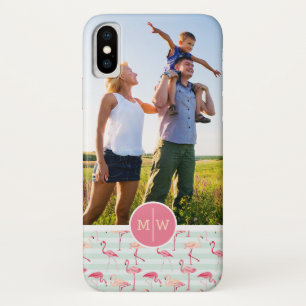 Flamingos On Stripes   Add Your Photo & Monogram Case-Mate iPhone Case