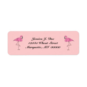 Flamingos pair of pink Return Address Labels
