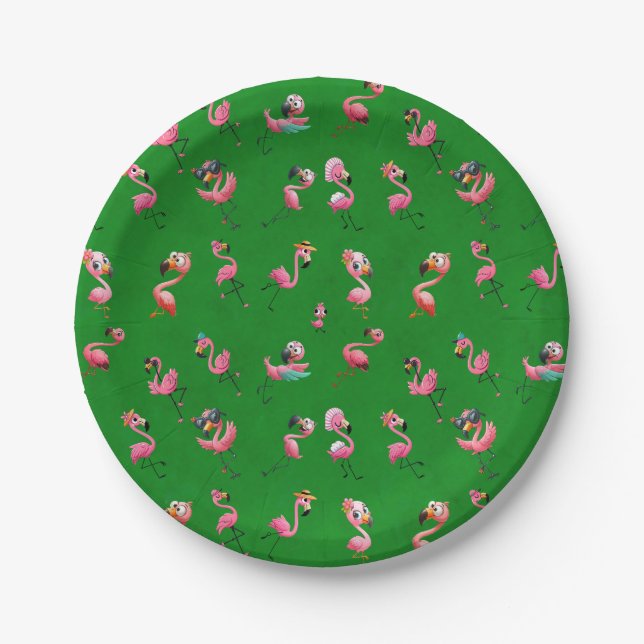 Flamingos Paper Plate (Front)