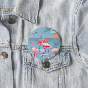Flamingos Pattern 1 3 Inch Round Button