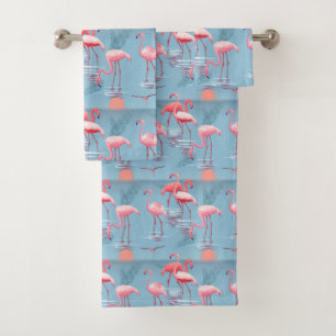 Flamingos Pattern 1 Bath Towel Set