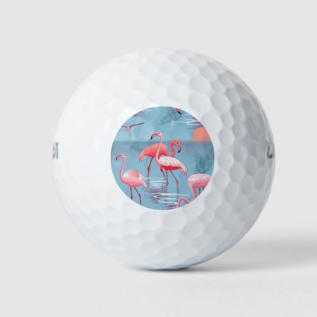 Flamingos Pattern 1 Golf Balls (Front)