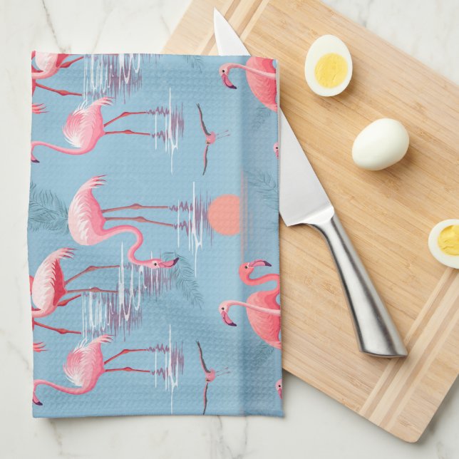 Flamingos Pattern 1 Kitchen Towel (Quarter Fold)