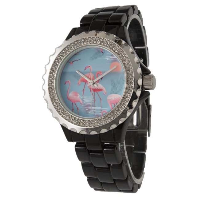 Flamingos Pattern 1 Watch (Angled)