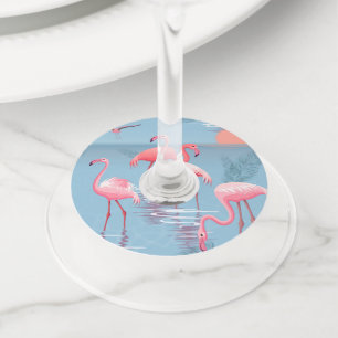 Flamingos Pattern 1 Wine Glass Tag