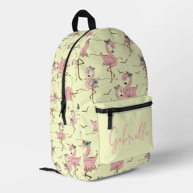 Flamingos Personalized  Printed Backpack (Back Corner Left)