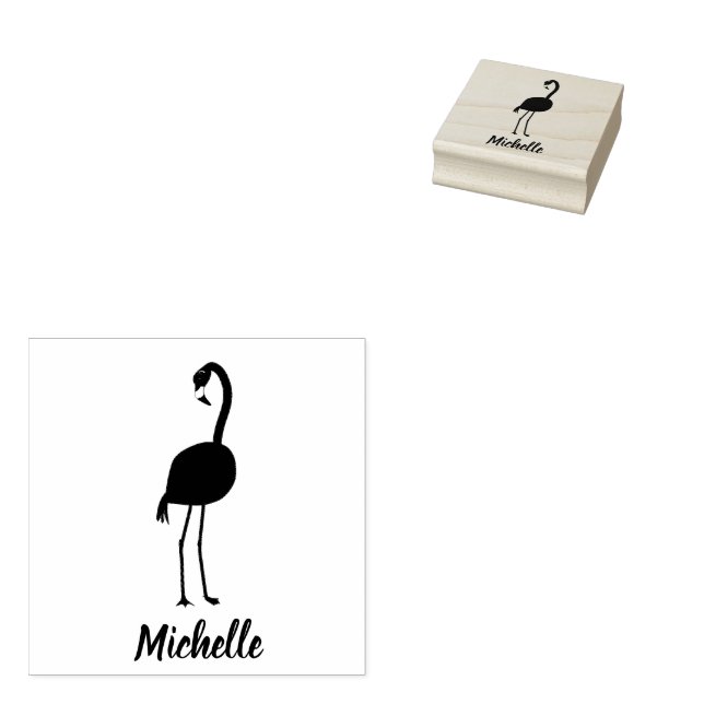 Flamingos Personalized  Rubber Stamp (Stamped)