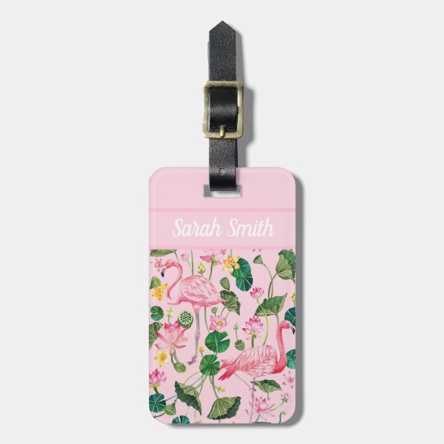 Flamingos Personnalised Luggage Tag (Front Vertical)