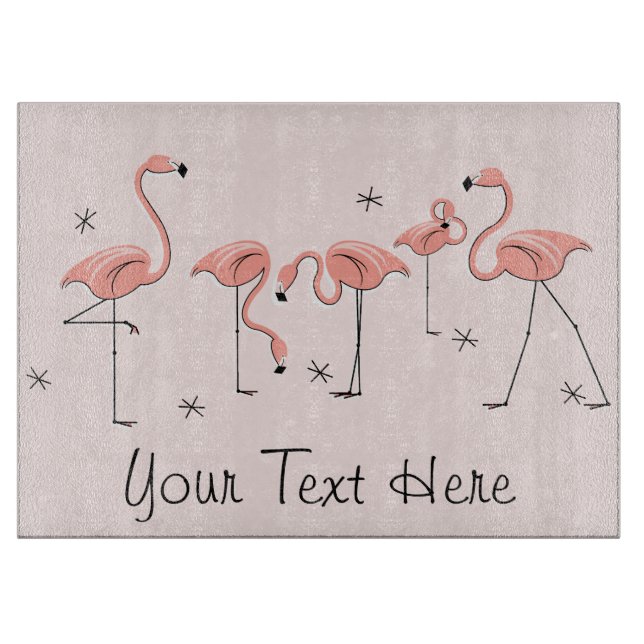 Flamingos Pink Group Text cutting board (Front)