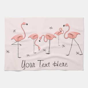 Flamingos Pink Group Text kitchen towel