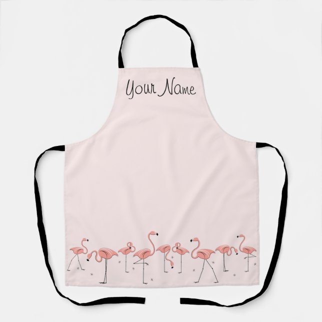 Flamingos Pink Line Name apron (Front)