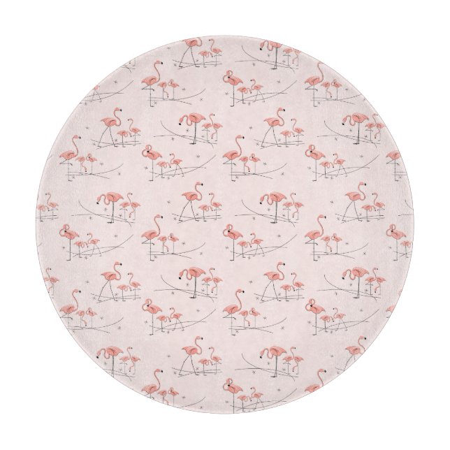 Flamingos Pink Multi cutting board round (Front)