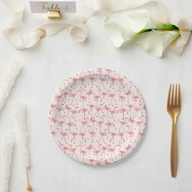 Flamingos Pink paper plate (Wedding)