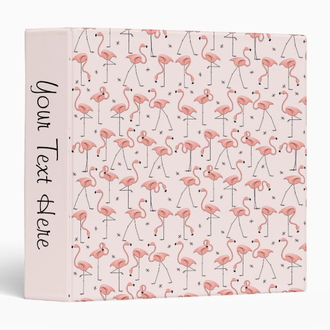 Flamingos Pink 'Text' ring binder (Front/Spine)
