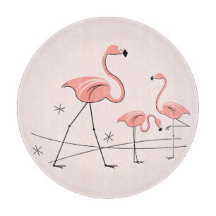 Flamingos Pink Trio 2 cutting board round