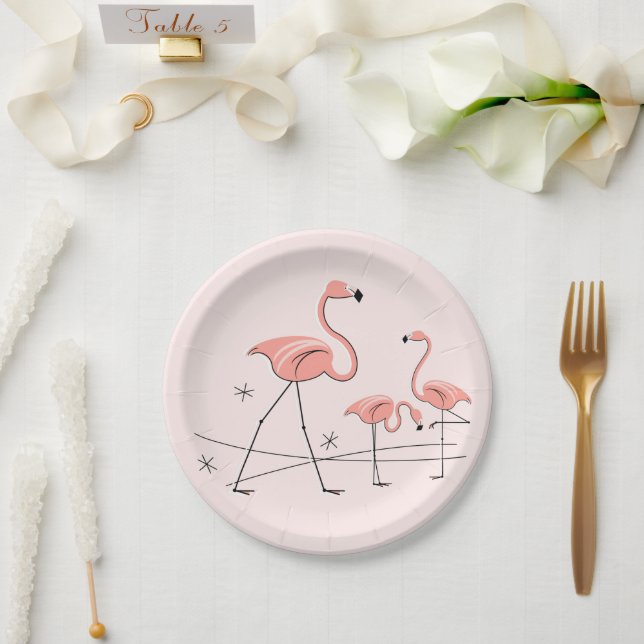 Flamingos Pink Trio 2 paper plate (Wedding)