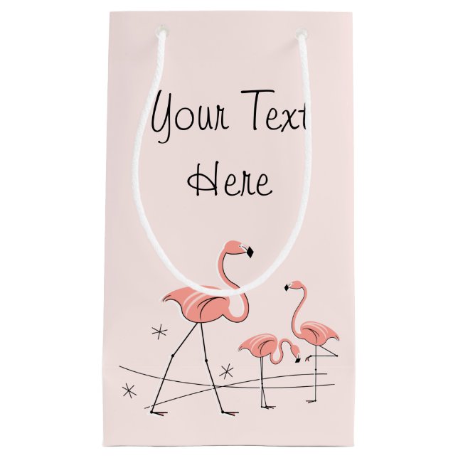 Flamingos Pink Trio 2 Text gift bag small (Front)