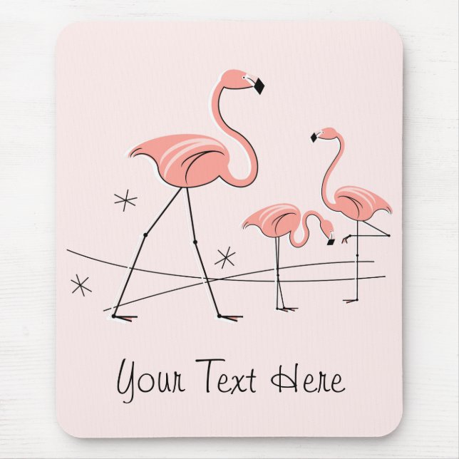 Flamingos Pink Trio 2 "Text" mousepad (Front)