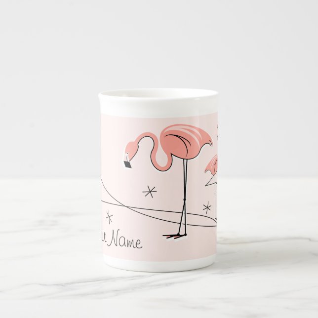 Flamingos Pink Trio 3 Name bone china mug (Front)
