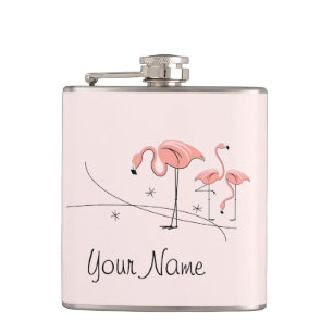 Flamingos Pink Trio 3 Name wrapped flask