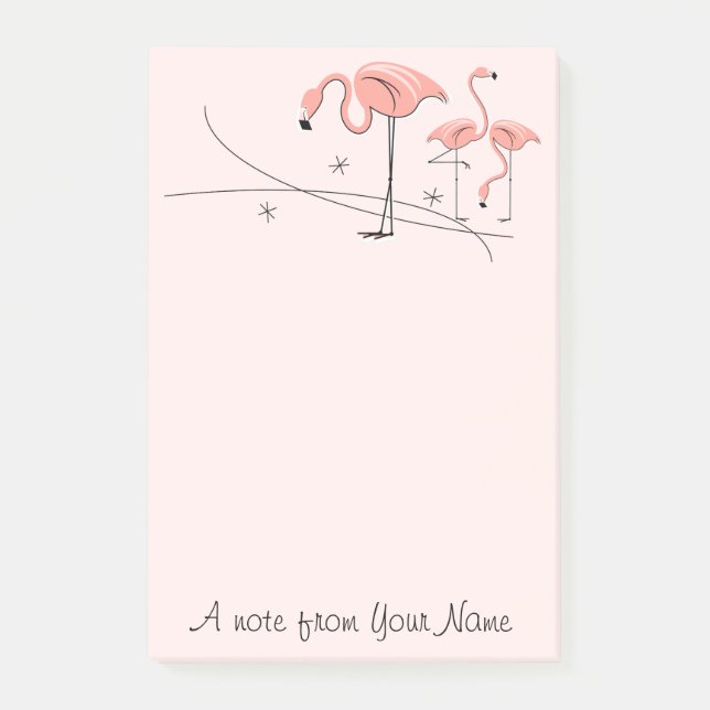 Flamingos Pink Trio 3 "Text" Post-it Notes (Front)