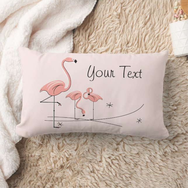Flamingos Pink Trio 4 checked back lumbar Pillow (Blanket)