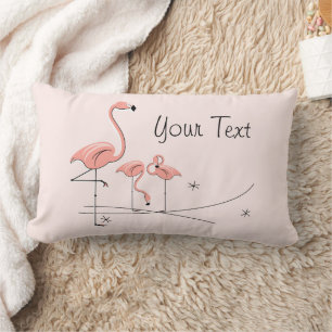Flamingos Pink Trio 4 pink back lumbar Pillow